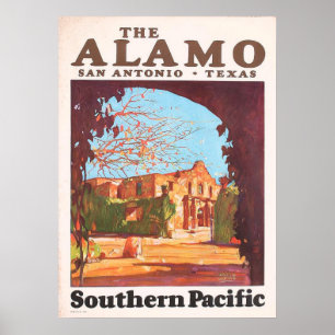 Póster Vintage Alamo San Antonio Texas Sul do Pacífico