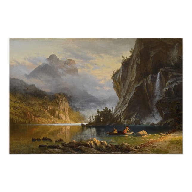 Póster Vintage Albert Bierstadt Indians Speaking Fisherie (Frente)