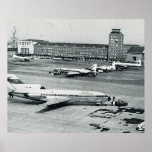 Poster Vintage Alemanha, aeroporto de Munique, 1950