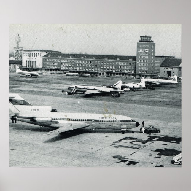 Poster Vintage Alemanha, aeroporto de Munique, 1950 (Frente)