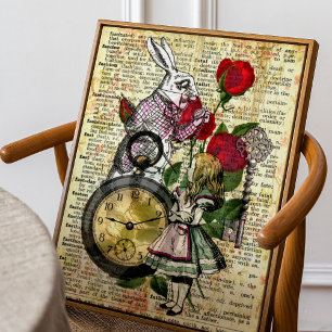 Poster Vintage Alice in Wonderland White Rabbit