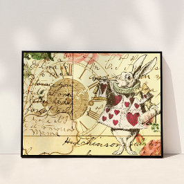 Poster Vintage Alice no Coelho Branco da Maravilha