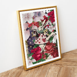 Poster Vintage Alice no Coelho Branco da Maravilha