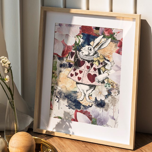 Poster Vintage Alice no Coelho Branco da Maravilha (Criador carregado)