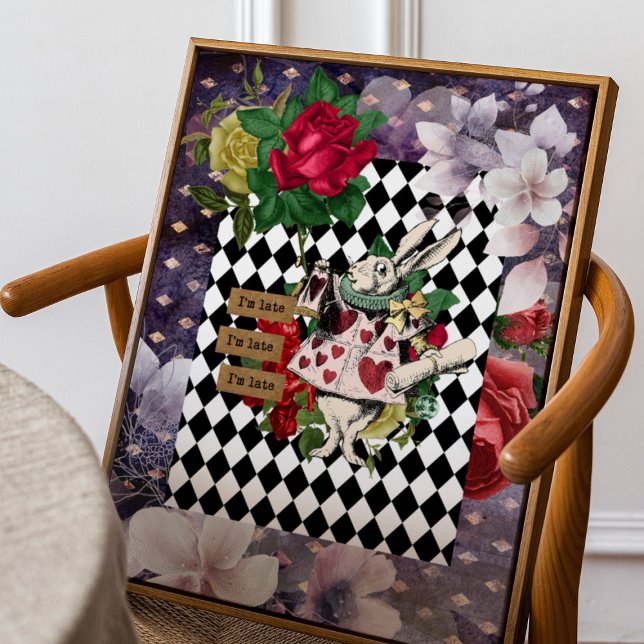 Poster Vintage Alice no Coelho Branco da Maravilha (Criador carregado)