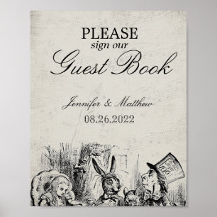 Poster Vintage Alice No Guestbook Do Casamento Da Maravil
