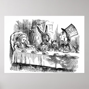 Poster Vintage Alice no País das Maravilhas da festa do c