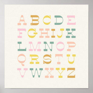 Poster Vintage Alphabet in Pastel Colors