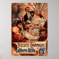 Poster vintage Alphonse Mucha Biscoitos Arte Retro