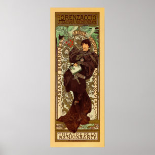 Póster Vintage Alphonse Mucha Lorenzaccio banner vertical