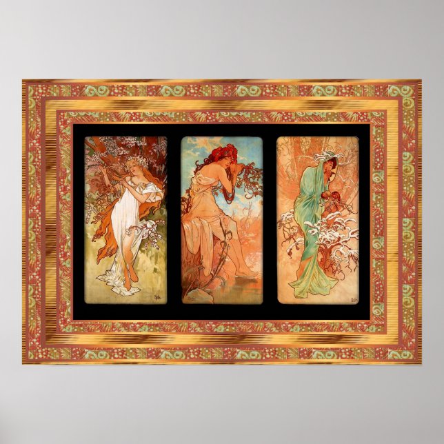 Poster Vintage Alphonse Mucha Panel Art Nouveau (Frente)