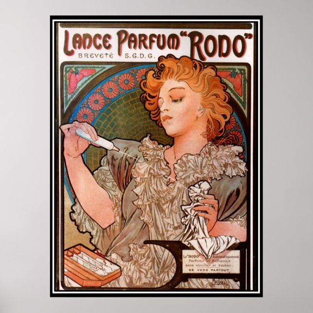 Poster vintage Alphonse Mucha Perfume Anúncio (Frente)