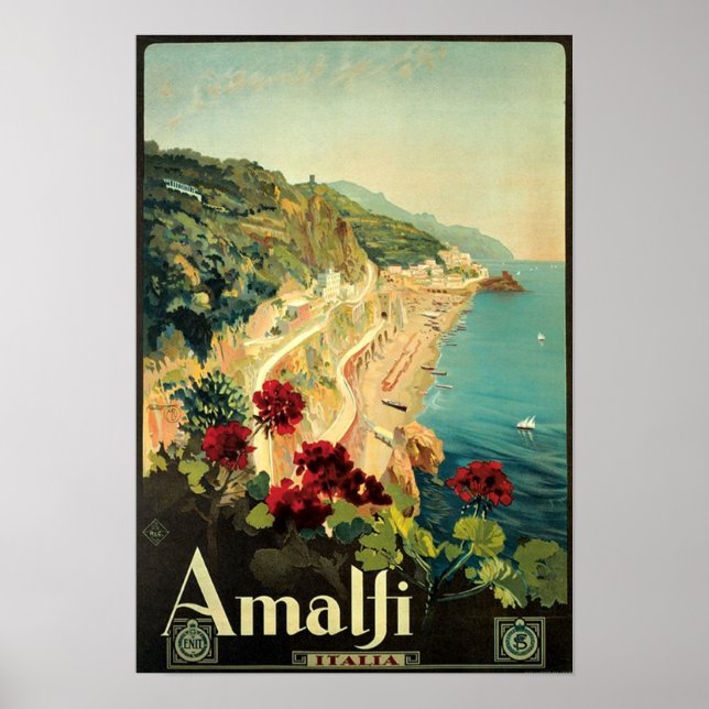 Póster Vintage Amalfi Viagem Advertisement (Frente)