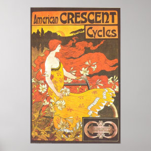 Póster Vintage American Crescent Cycle Ad - GORGEOSO