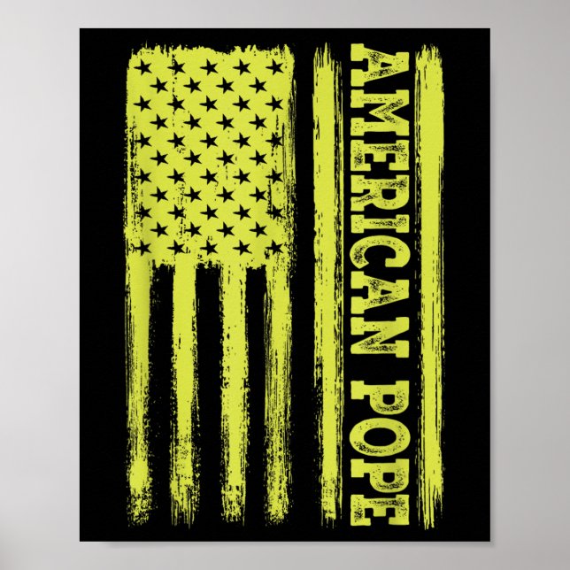 Poster Vintage American Flag Católico Primeiro Papa Ameri (Frente)