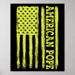 Poster Vintage American Flag Católico Primeiro Papa Ameri