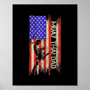 Poster Vintage American Flag MMA Muay Thai Fighter Dad