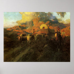 Póster Vintage American West, Overland Trail por Johnson