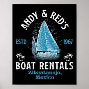 Poster Vintage Andy e a Carta de Pesca de Reparo de Barco