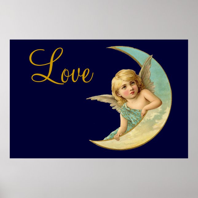 Póster Vintage Angel in Moon (Frente)