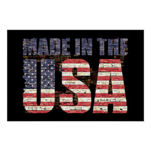 Póster Vintage angustiada USA Letters and flag