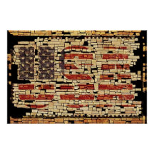 Vintage angustiada USA Letters e American Flag