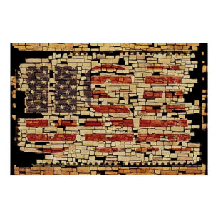 Póster Vintage angustiada USA Letters e American Flag