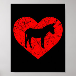 Poster Vintage Animal Farm Burro Amante Coração Amor Dia