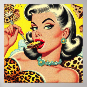 Poster Vintage Animal Print Girl