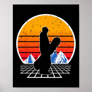 Poster Vintage anos 80 Montes Geometria Snowboard Snowboa