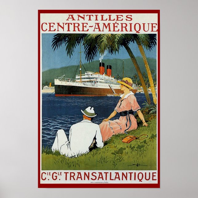 Poster Vintage Antilles Viagem Advertisement (Frente)