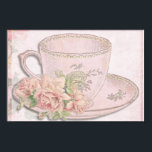 Póster Vintage Antiquado Art Deco Rosa Tea Cup Saucer<br><div class="desc">Design de Vintage Antique Art Deco Rosa de Tea Cup Saucer.</div>