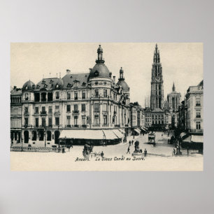 Poster Vintage Antwerp Antwerpen Suikerrui 1900