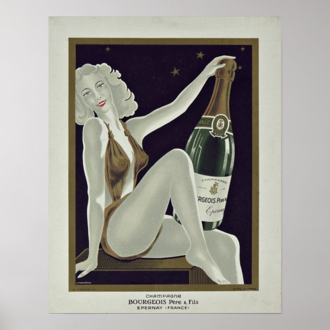 Poster Vintage, Anúncio de Vinho e Álcool Francês (Frente)