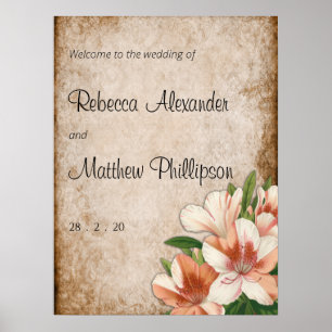 Poster Vintage Apricot Lily Boas-vindas