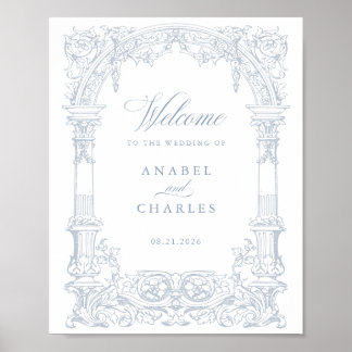 Poster Vintage Arch Vines Frame Weding Bem-vindo