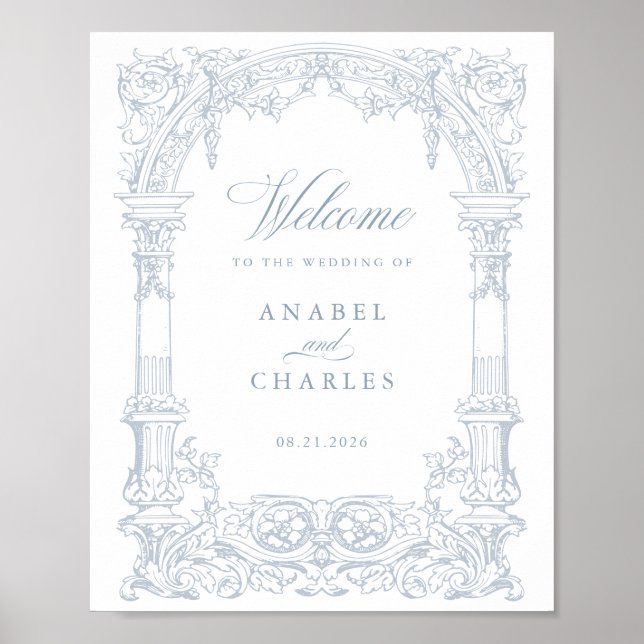 Poster Vintage Arch Vines Frame Weding Bem-vindo (Frente)