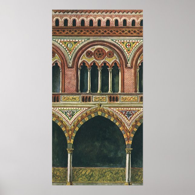 Poster Vintage Architecture, Citadel em Pavia, Itália (Frente)