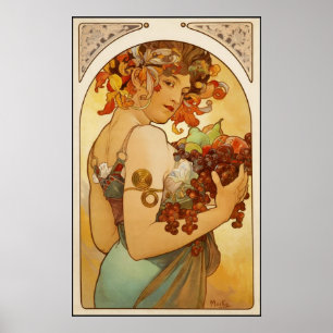 Poster Vintage Art Alfons Mucha Fruta