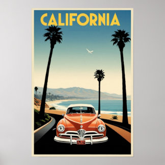 Poster Vintage Art California Art Viagens vintage Art Art