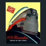 Poster Vintage Art Deco 1939 Ad Comboio Locomotivo<br><div class="desc">Esta é uma imagem digitalmente melhorada de um anúncio feito pela Art Deco para uma locomotiva Hiawatha Milwaukee Road em 1939. Embora a cor de fundo tenha sido derivada do original,  você pode personalizá-la.</div>