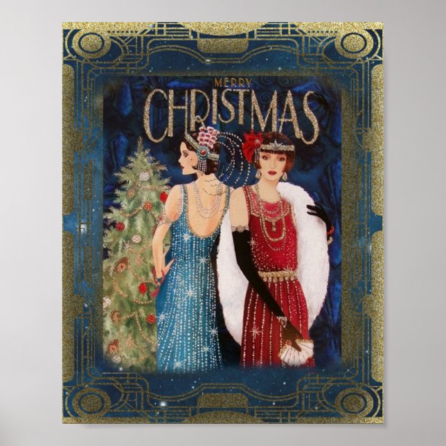 Poster Vintage Art Deco Christmas Women (Frente)