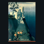 Poster Vintage Art Deco Crimea Turismo Viagem<br><div class="desc">Este é um impressão de um viagem de Cromolitógrafo de Art Deco,  vintage,  digitalmente aprimorado,  sobre a Crimeia. Vneshtorgizdat encomendado pela Intourist,  1935. Apresenta o Ninho do Swallow,  um castelo Neo-Gótico que ignora o Cabo de Ai-Todor no Mar Negro.</div>