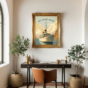 Poster Vintage Art Deco Cruise Ship Personalizado