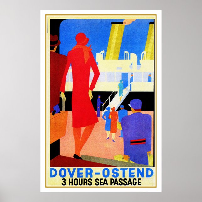 Póster Vintage art deco Dover Ostend North Sea Ferry (Frente)