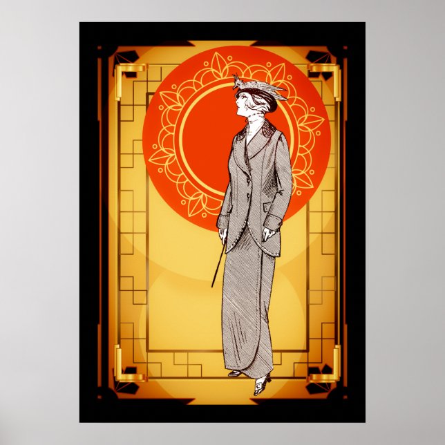 Poster Vintage Art Deco Elegante Lady (Frente)
