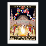 Poster Vintage art deco Expo hispano-americano Sevilla<br><div class="desc">Retouchado e as cores restauradas, até qualquer tamanho. Poster de publicidade para a exposição hispano-americana (hispânica), realizada em 1929-1930 em Sevilha (Sevilha), Espanha. Na poster: várias mulheres vestidas de forma tradicional (entre elas Maya, Inca, Aztec), bandeiras de condados de língua espanhola e portuguesa em todo o mundo, silhuetas de prédios...</div>