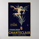 Póster Vintage Art Deco French Wine Ad<br><div class="desc">Impressão de reprodução de uma poster de Art Deco 1910 que promove a marca de vinho " Chanteclair ". Muito raro,  restaurado experientemente.</div>