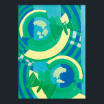 Póster Vintage Art Deco Jazz Pochoir Garden Butterflies<br><div class="desc">Ilustração Vintage art deco jazz pochoir wallpaper padrão por Eugene Alain Seguy, c 1929. Pocorir é uma técnica de estêncil comum em quadros de surrealismo. Um elegante e chic design com borboletas no jardim com formas geométricas e belas cores de primavera legal com tons de azul brilhante e verde. Um...</div>