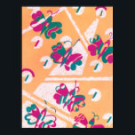 Poster Vintage Art Deco Jazz Pochoir Garden Butterflies<br><div class="desc">Ilustração Vintage art deco jazz pochoir wallpaper padrão por Serge Gladky, da Nouvelles Composition Decoratives, Paris, 1929. Pocorir é uma técnica de estêncil comum em quadros de surrealismo. Um elegante e chic design com borboletas em belas primavera-cores, cor-de-rosa brilhante e verde, num fundo laranja com formas trapezoides brancas. Um design...</div>